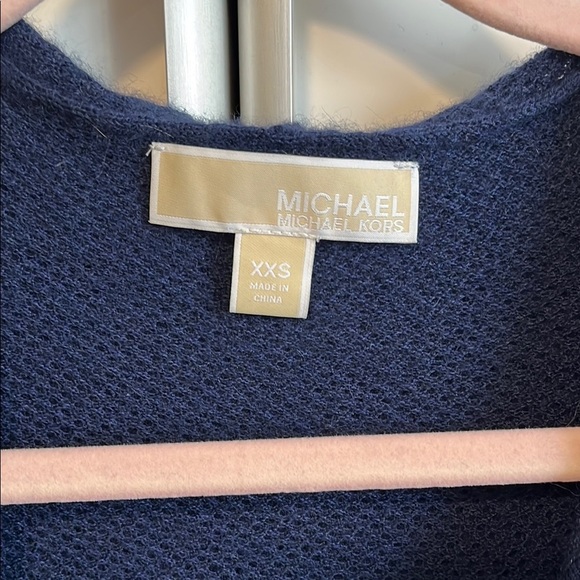 MICHAEL KORS Navy Blue Long Lightweight Cashmere Hooded Sweater, Size XXS - Picture 2 of 10